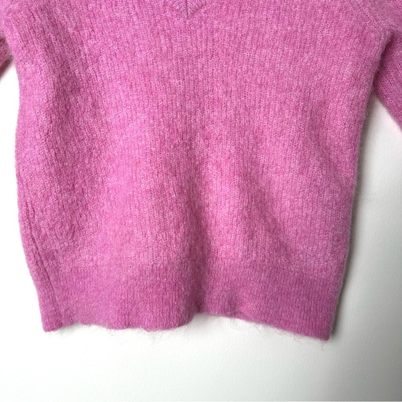 Selected Femme Coquette Girl Baby Pink Wool Mohair Blend V-Neck Sweater - Picture 9 of 15